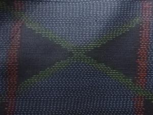 アンティーク　幾何学模様織出し本場泥大島紬着物